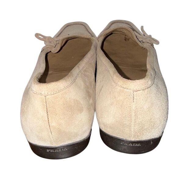 Prada GUC Frasurbane Suede Leather Moccosin Loafers Flats Classic Luxury Beige - Picture 5 of 11